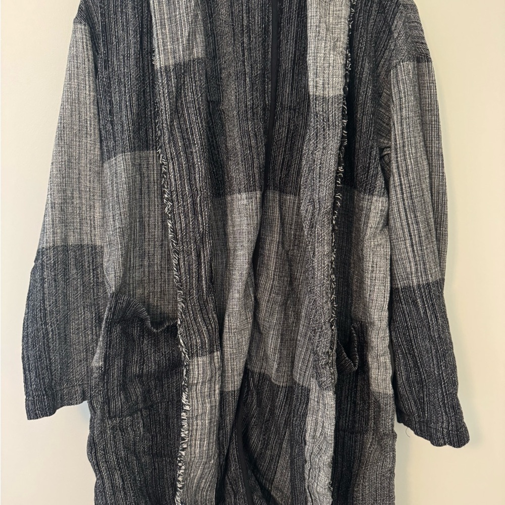 Eileen Fisher Black and White Textured Cardigan